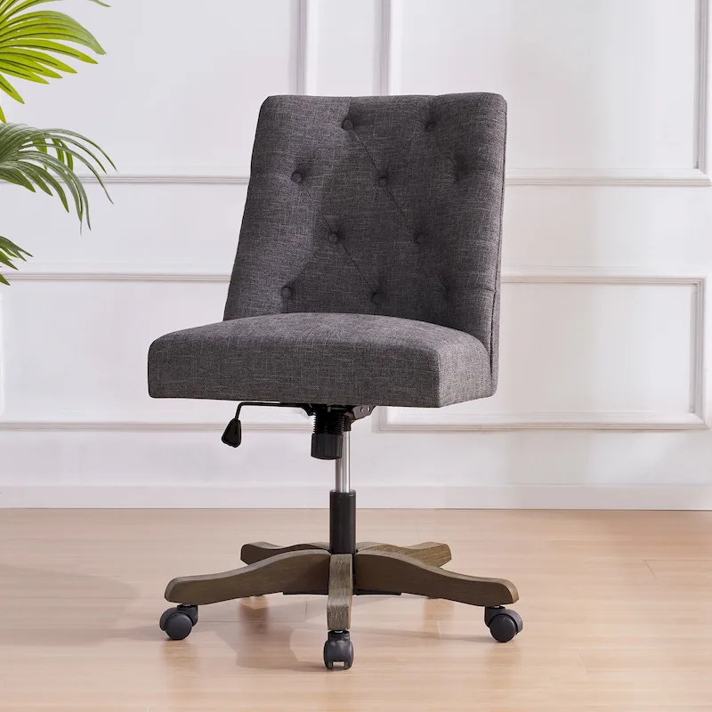 Home Computer Office Chair with Wheels Adjustable Height, Linen Fabric Upholstered Chair Swivel