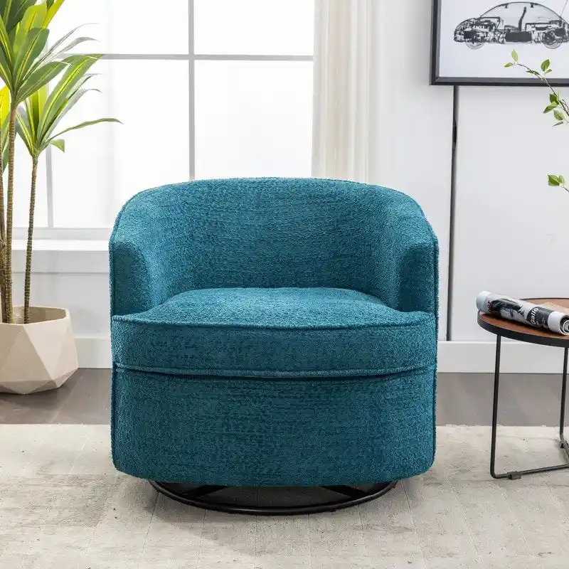 Upholstered Swivel Barrel Armchair - Single Seat