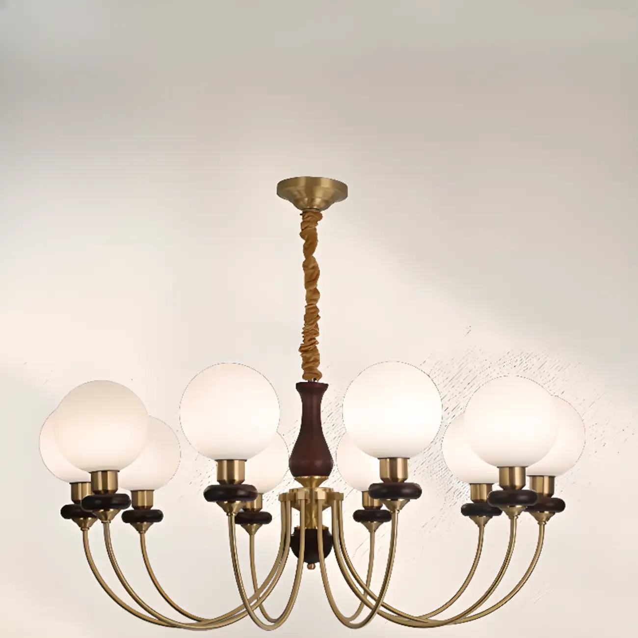 Gold Classic Globe Glass Chandelier Height Adjustable