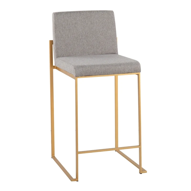 Black/Grey/White High Back Upholstered Counter Stool, Set of 2, 1-Person