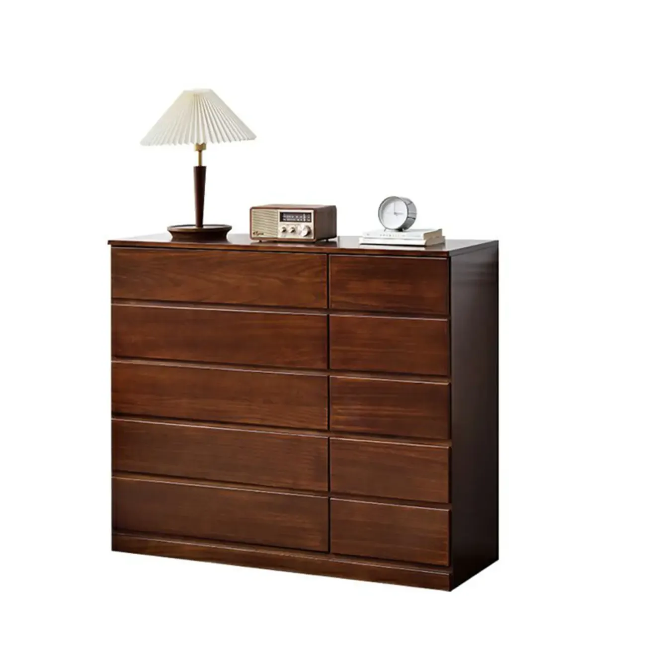 Modern Natural Wooden Double Dresser with 5-Drawers