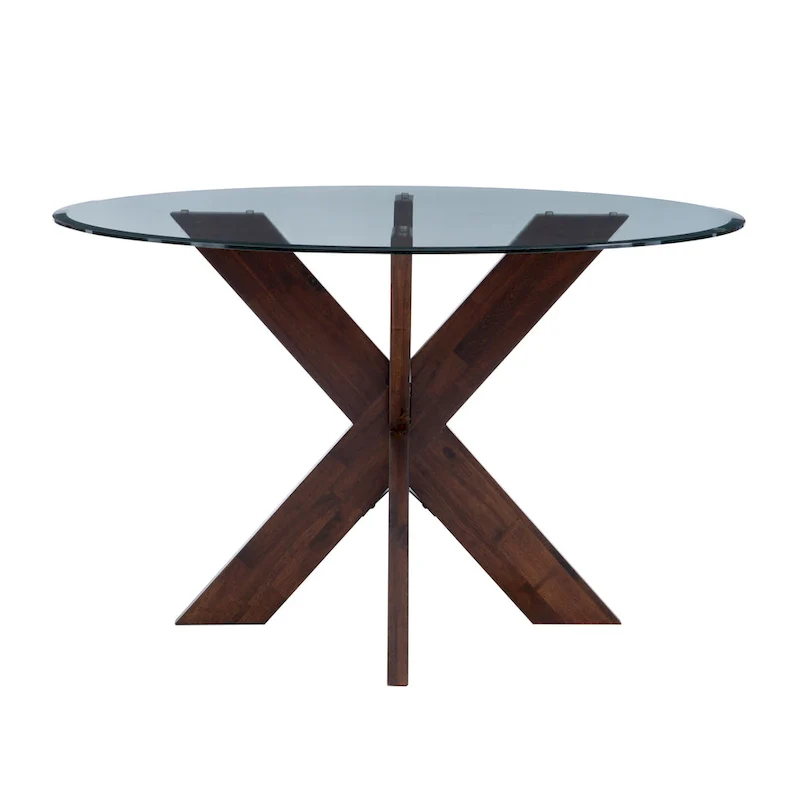 Allard X-base Round Glass Dining Table (Table Only)