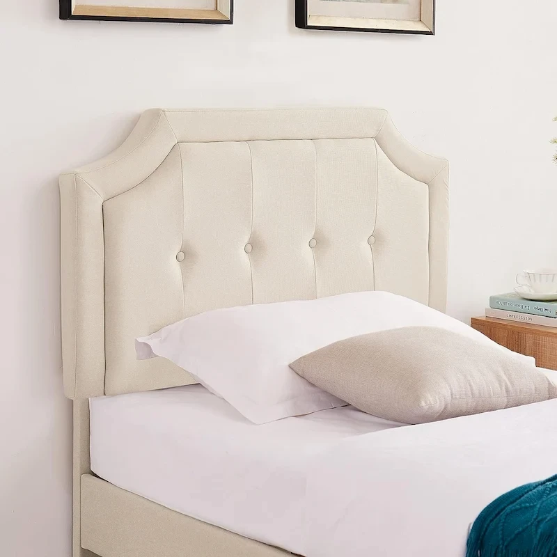 Javlergo Modern Upholstered Bed Frame with Height Adjustable Headboard, No Box Spring Needed