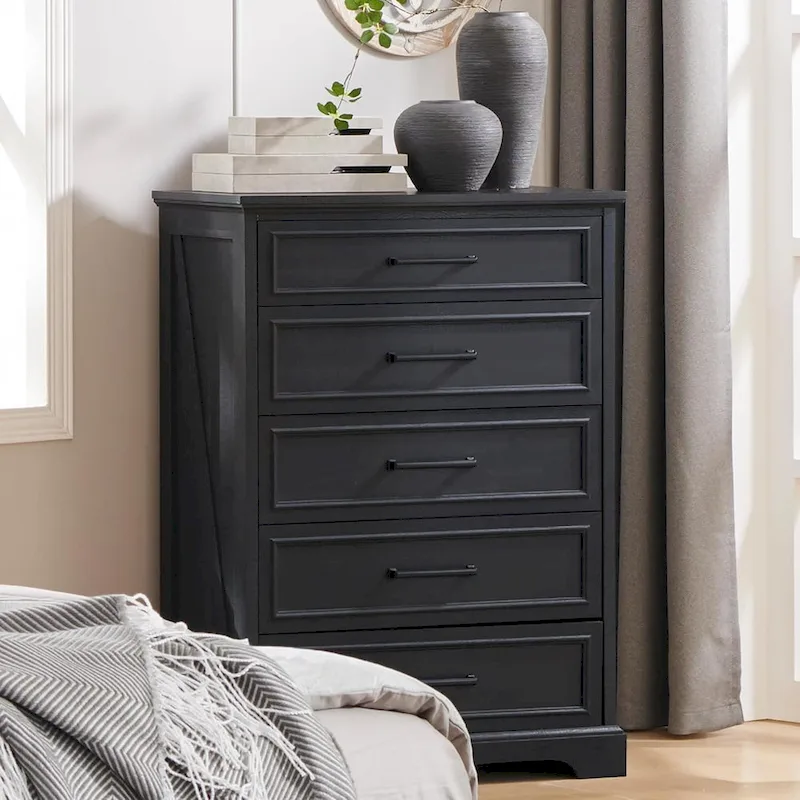 Farmhouse 5 Drawers Dresser Chests, Wood Rustic Chest of Drawers