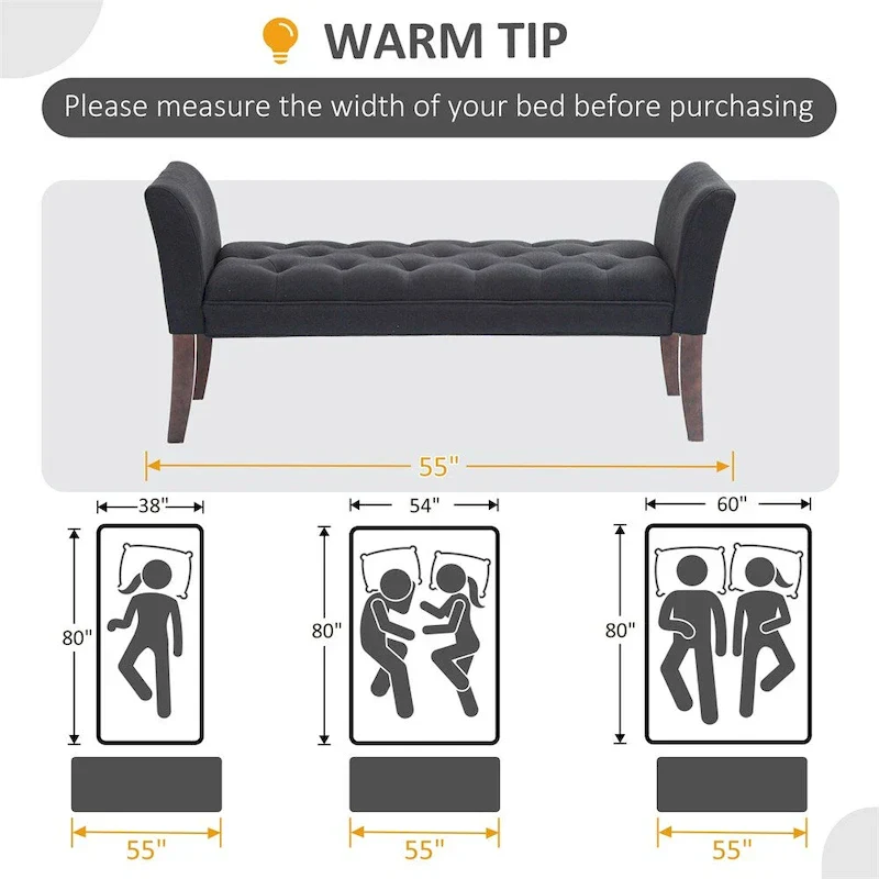 End of Bed Bench with Button Tufted Design,Upholstered Entryway Bench