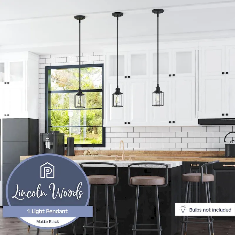 Prominence Home Lincoln Woods, Pendant Light, One Light, Pendant - Matte Black