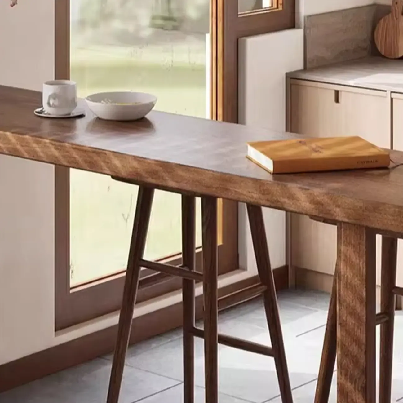 Casual Brown Wood Sled Base Bar Table