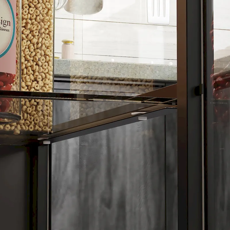 Kitchen Island with Drawers and Glass Cabinets