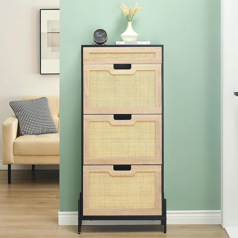 Rattan Shoe Cabinet for Entryway