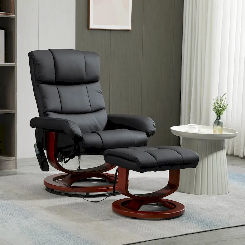 High Back Swivel Massage Recliner Chair with Ottoman