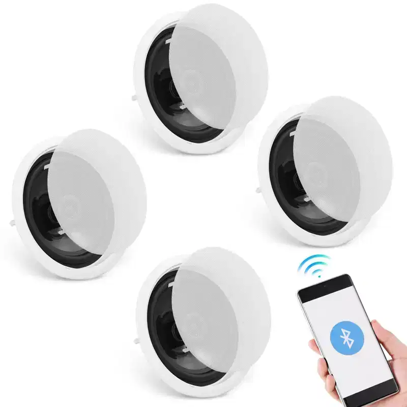 VEVOR 4 PCs 6.5'' Bluetooth in Ceiling Speakers, 150W, Flush Mount Ceiling & in-Wall Speaker System with 8Impedance 89dB Sensitivity, White