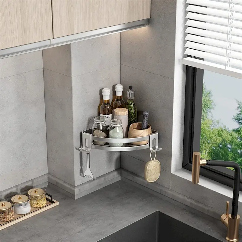 Shower Corner Shelf No Drill Shower Storage Rust Proof Bathroom Shelf