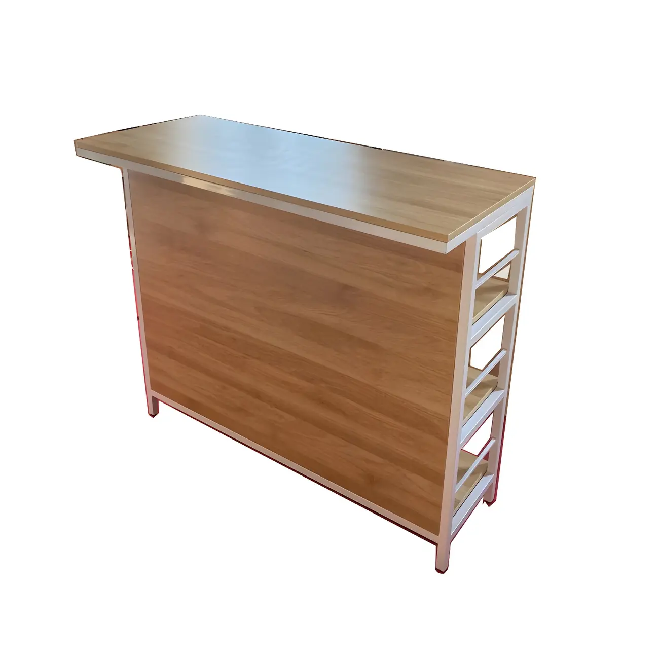 Industrial Brown Wooden 3-Tier Rear Shelf Bar Tables