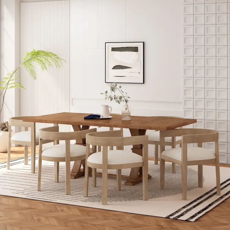 Hudson Fabric and Wood 7 Piece Dining Set by Christopher Knight Home