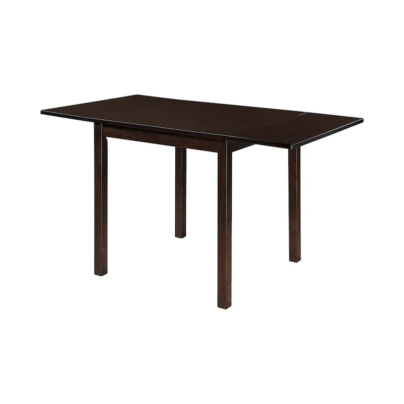 52-Inch Drop Leaf Dining Table with Block Legs – Dark Cappuccino Brown Hardwood