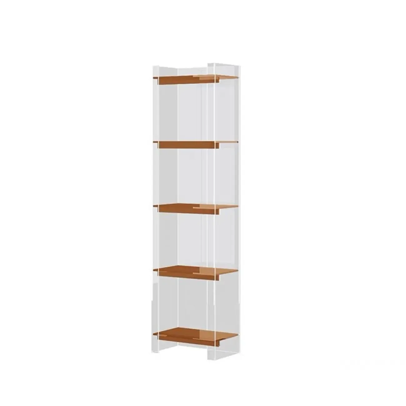 Minimalism Clear Acrylic 4-Tier Vertical Narrow Bookcase