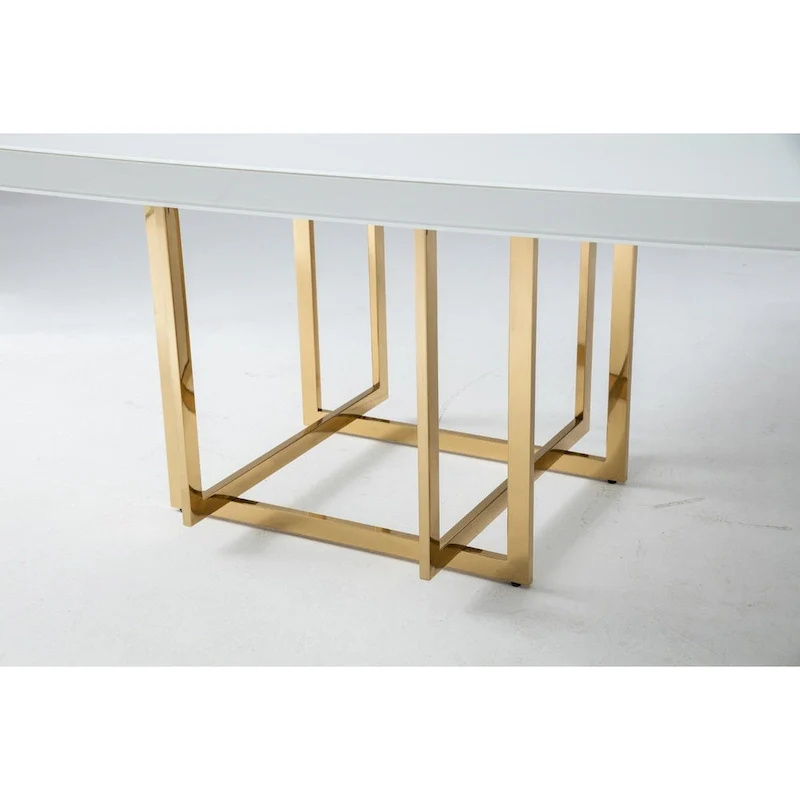 Square White Lacquer Tabletop with Medal Base