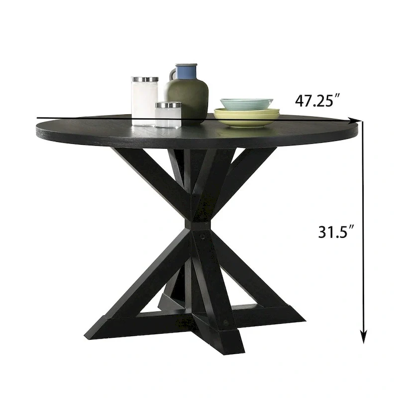 Cross-Buck Base Dining Table in Black