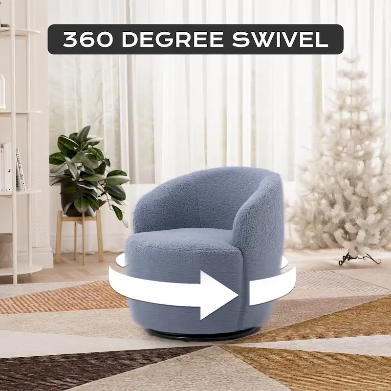 Ouyessir Modern Teddy Upholstered Swivel Barrel Chair(Set of 2)