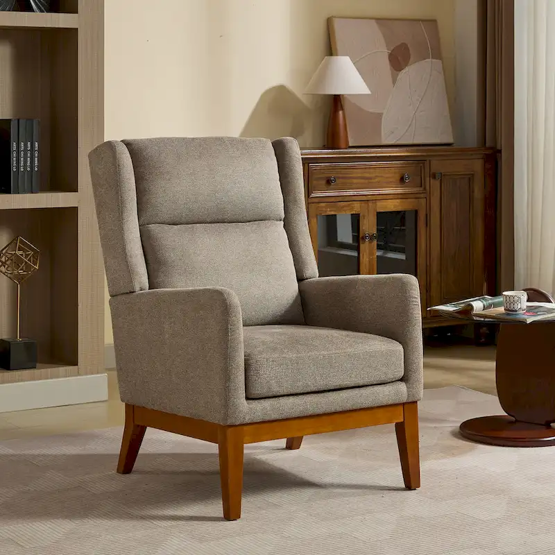 Modern Accent Wingback Chair,Polyester Blend High Back Reading Chair ,Upholstered Armchair Club Chair