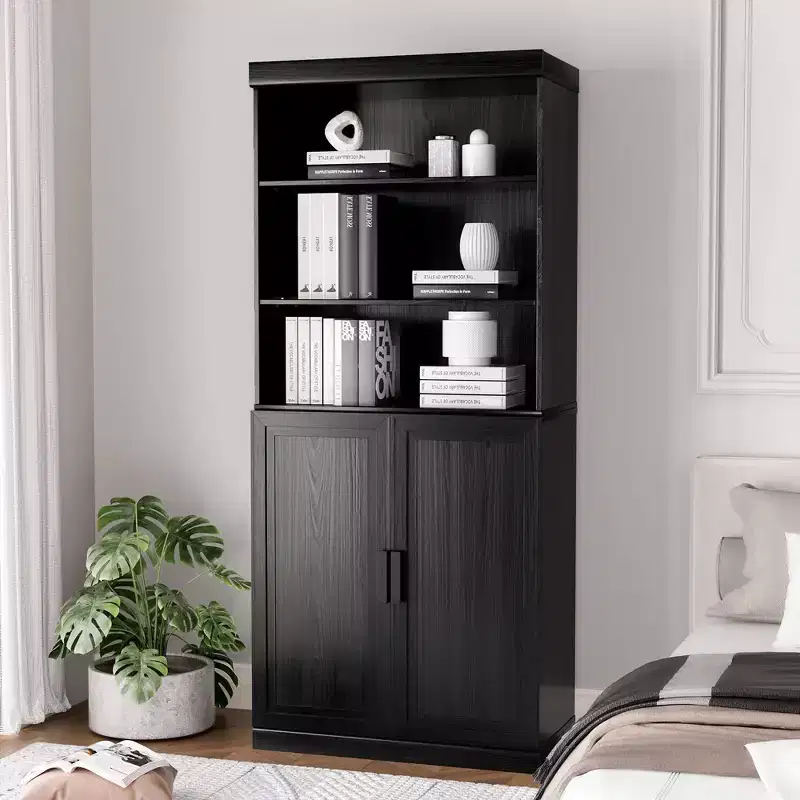 PexFix 36x31x16 Wood Accent Cabinet with Adjustable Shelf Storage Cabinet Black