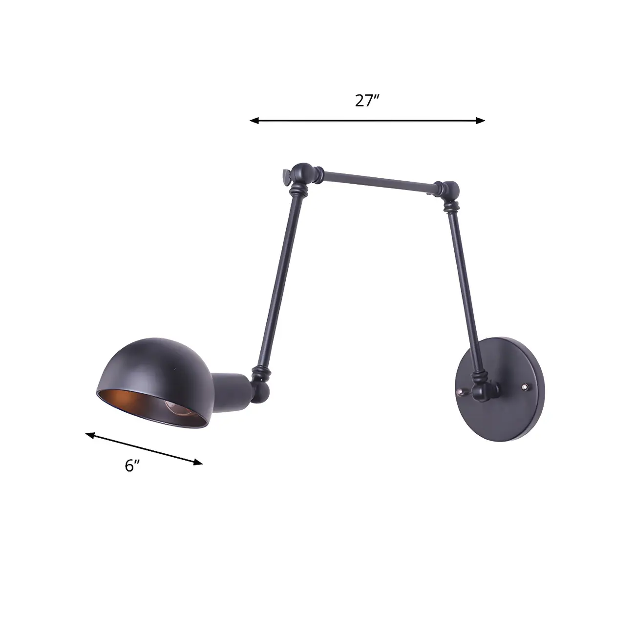 Industrial Metal Black Bowl Swing Arm Wall Light