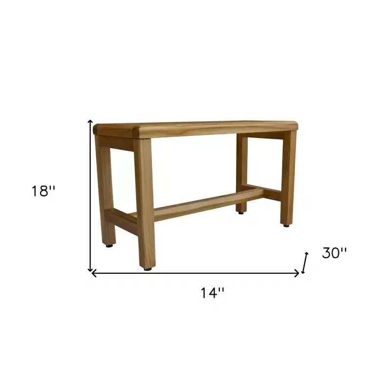 HomeRoots Compact Rectangular Teak Shower Outdoor Bench In Natural Finish