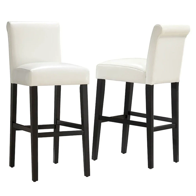 Bennett White Faux Leather 29-inch High Back Bar Stools (Set of 2) by iNSPIRE Q Bold