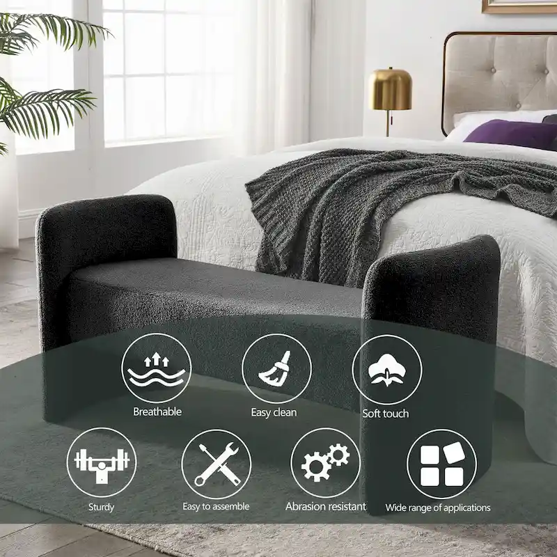 GDFStudio - Harper H-Frame Polyester Upholstered Bench with Modern Versatile Design