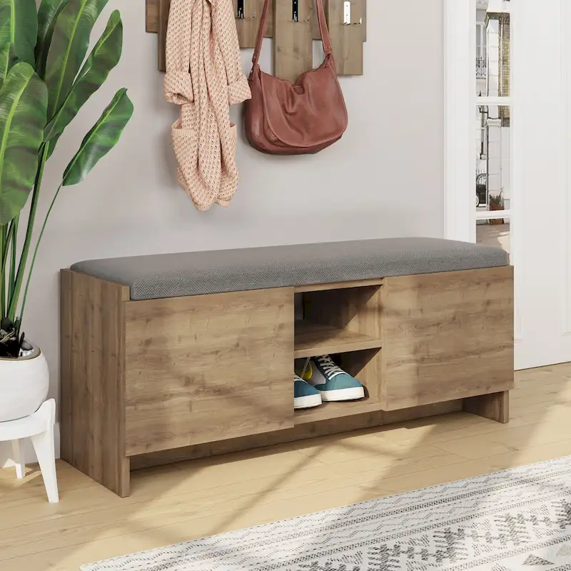 Niche Shoe Storage Cabinet with Shelves and Bench