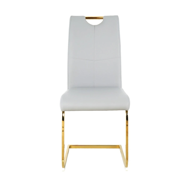Modern Faux Leather Padded Seat Dining Chairs with gold Metal Legs,Set of 2