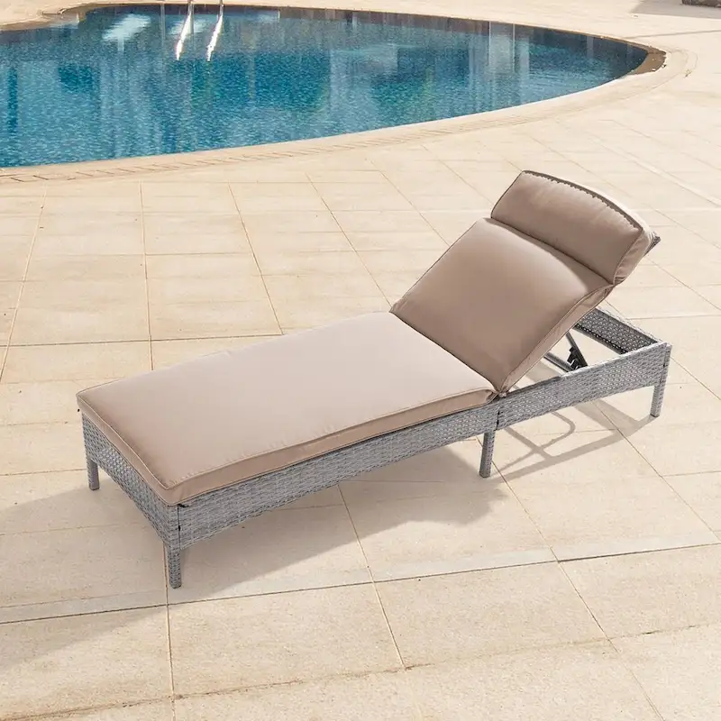 LIVOOSUN Patio Chair Rattan Single Lounge Water-Repellent Cushion