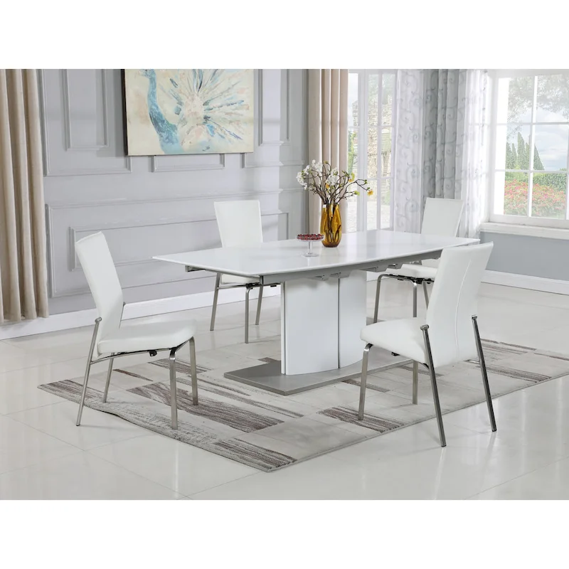 Matte White 5-Piece Extendable Dining Set