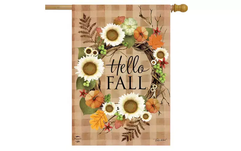 Briarwood Lane Double Sided House Flag 40x28 For Outdoor Hello Fall Wreath For Fall House Flag