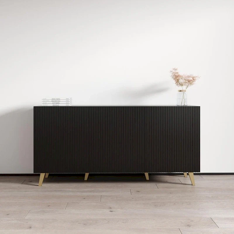 Oak / White / Black 3D Matte Sideboard, Single Unit