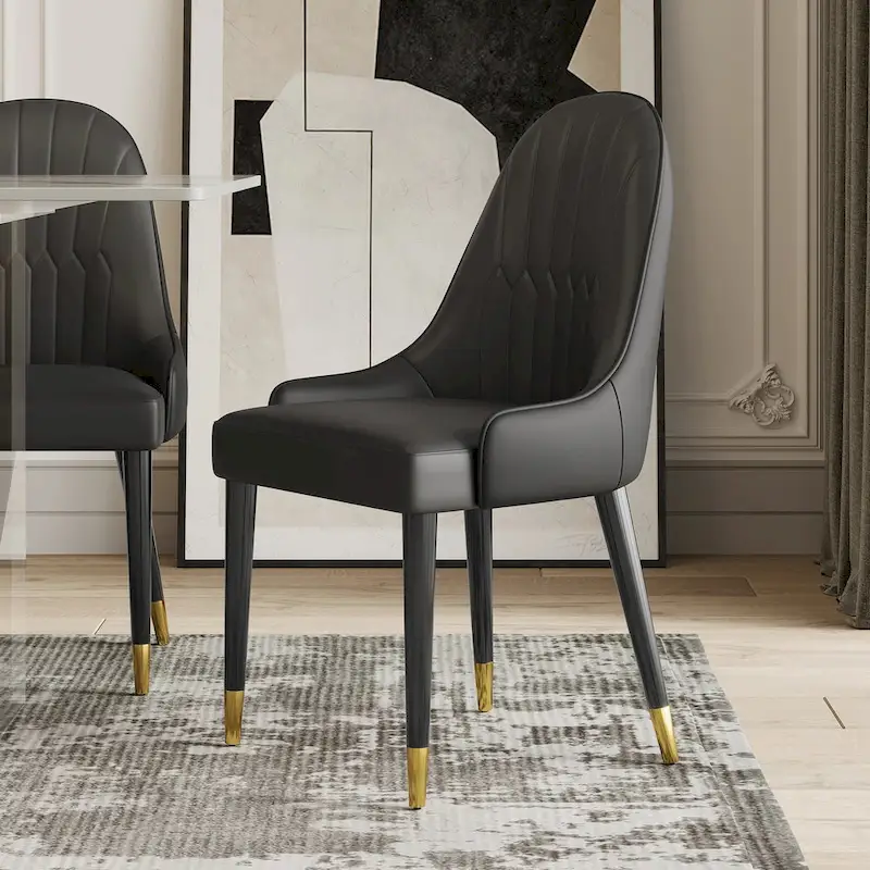 Dining Chair Modern Accent Chairs Faux Leather Side Chairs (Set of 4)