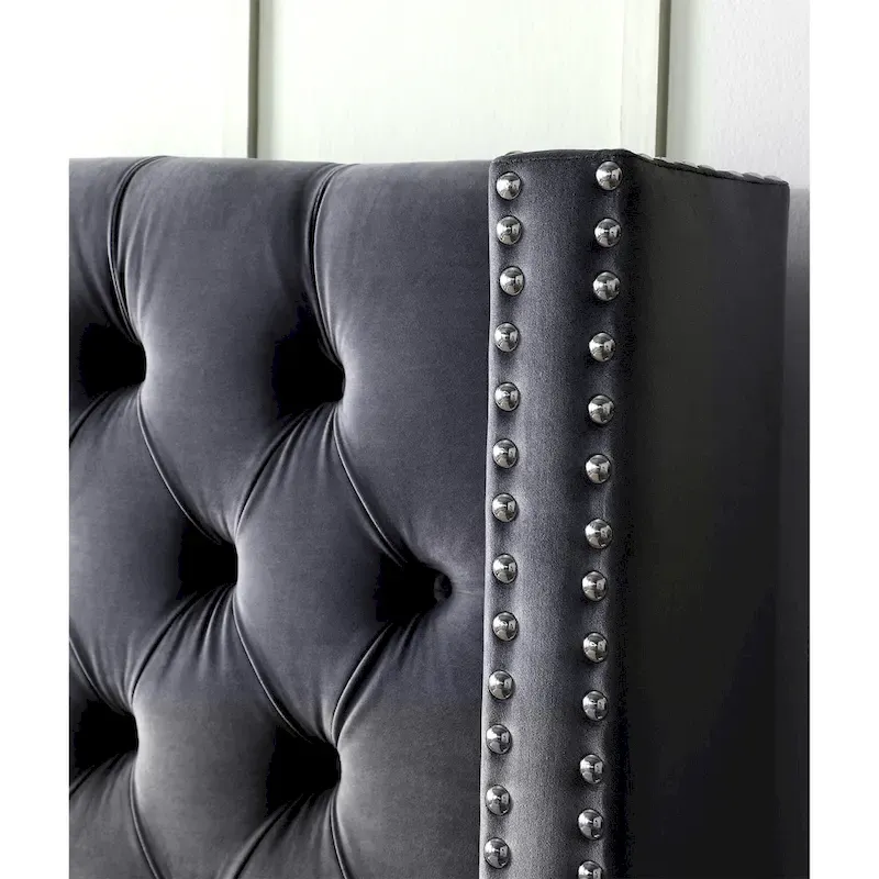 King Velvet Upholstered Bed with Deep Button Tufting