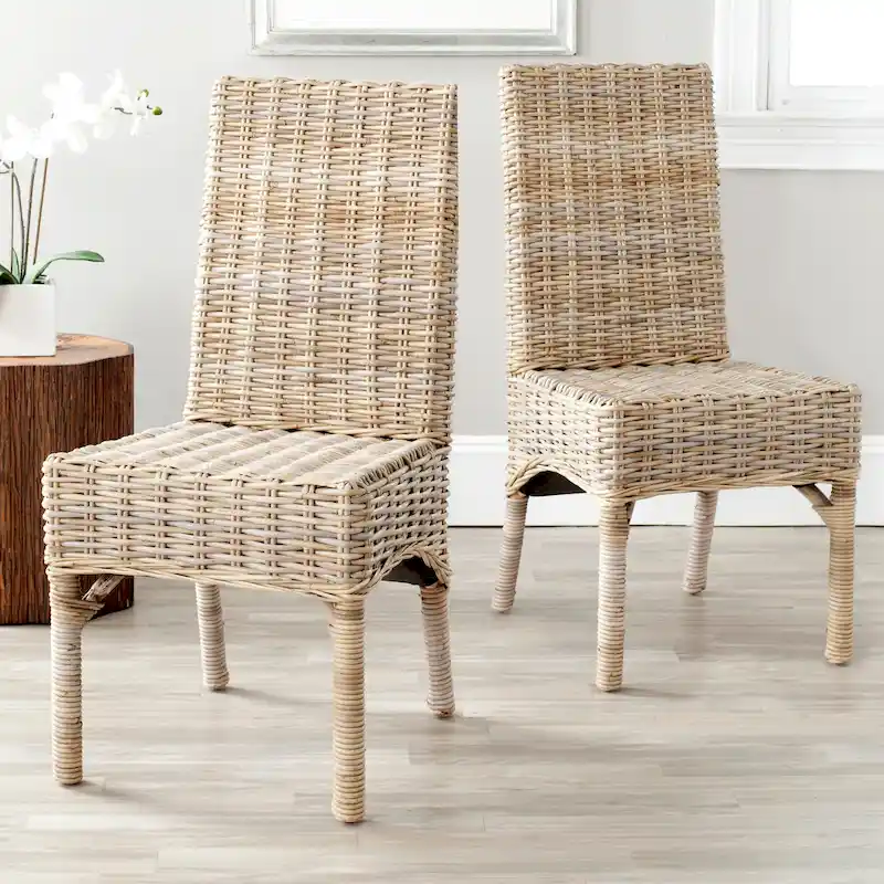 SAFAVIEH Karyl Unfinished Natural Wicker Dining Chair (Set of 2) - 18.5 x 18.5 x 38.1 - 19Wx19Dx38H