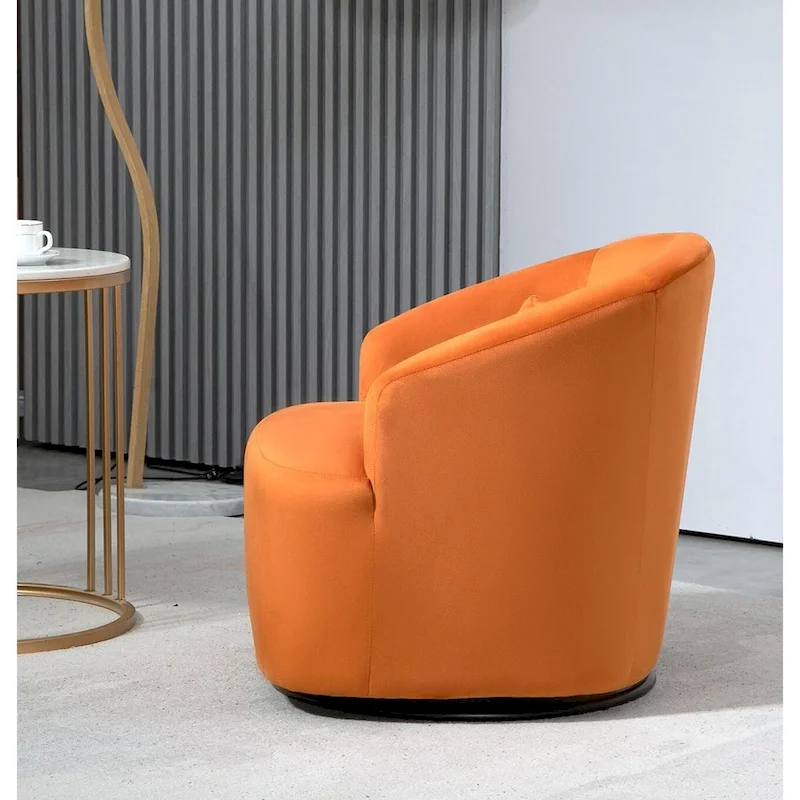 Accent Chair with Barrel-shaped Design and 360 Degree Swivel Feature