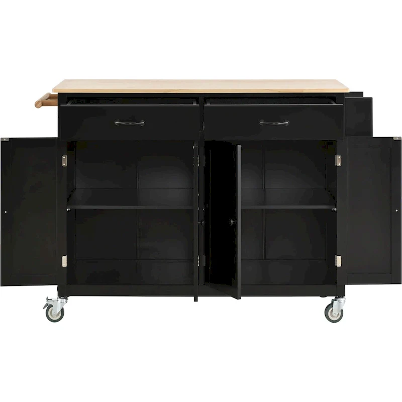 Kitchen Island Cart with Solid Wood Top