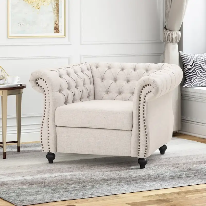 Chesterfield Club Chair with Tufted Upholstery