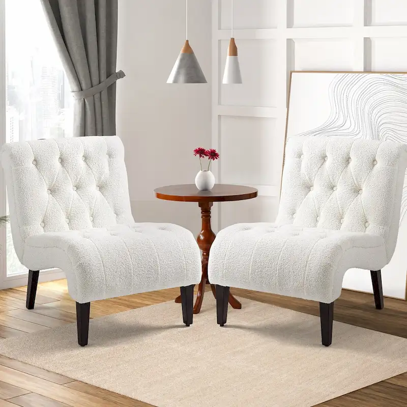 Set of 2 Armless Accent Upholstered Lounge Chair