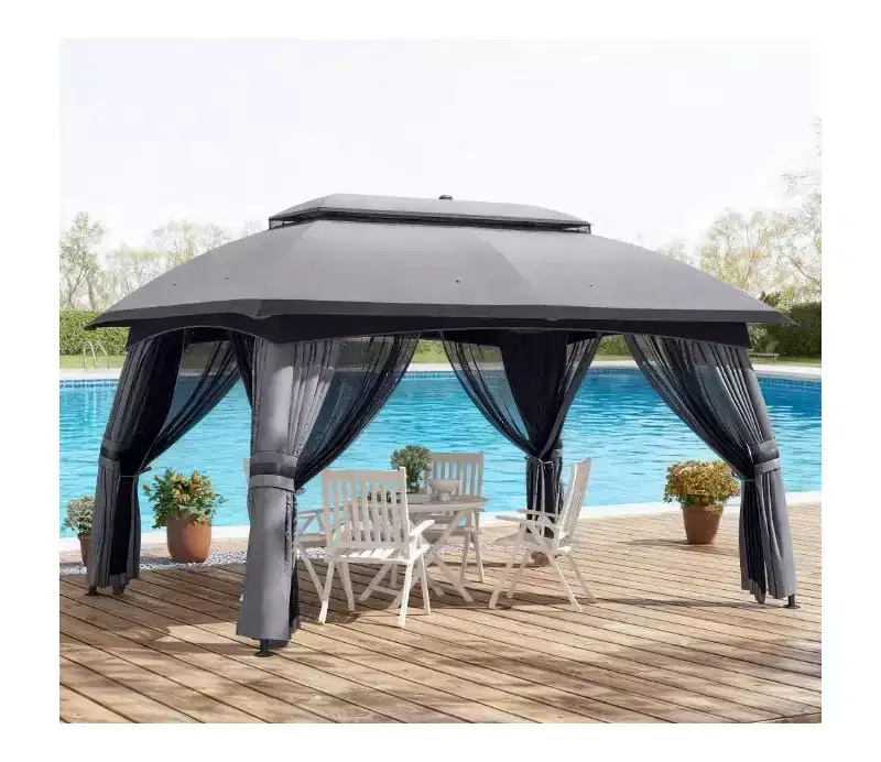 Outdoor Gazebo Canopy Shelter,Patio Gazebo,with Netting,Vented Roof