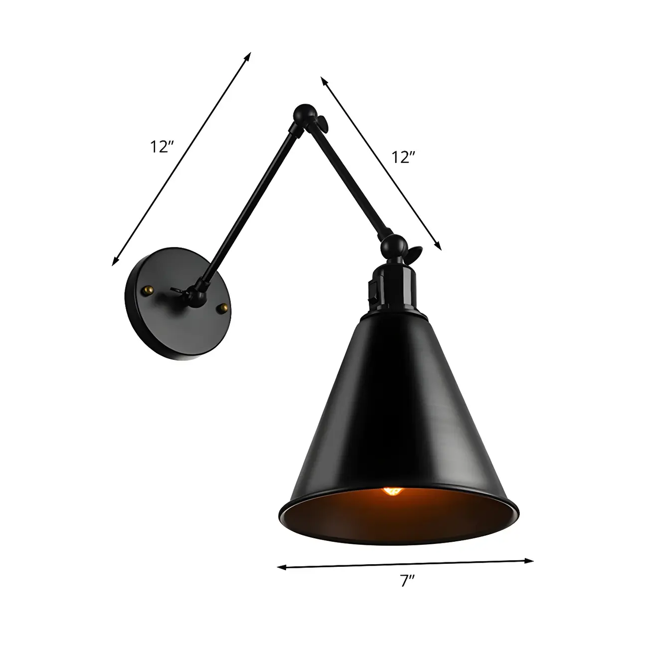 1-Light Cone Metal Swing Arm Wall Light
