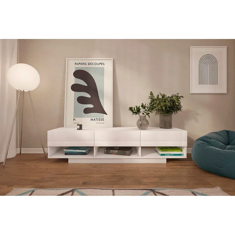 Nexera Stereo 72-inch 3-Drawer TV Stand, Black