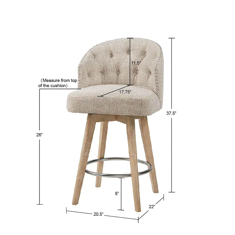 Madison Park Boyle Upholstered 360 Degree Swivel Counter Stool 26 H