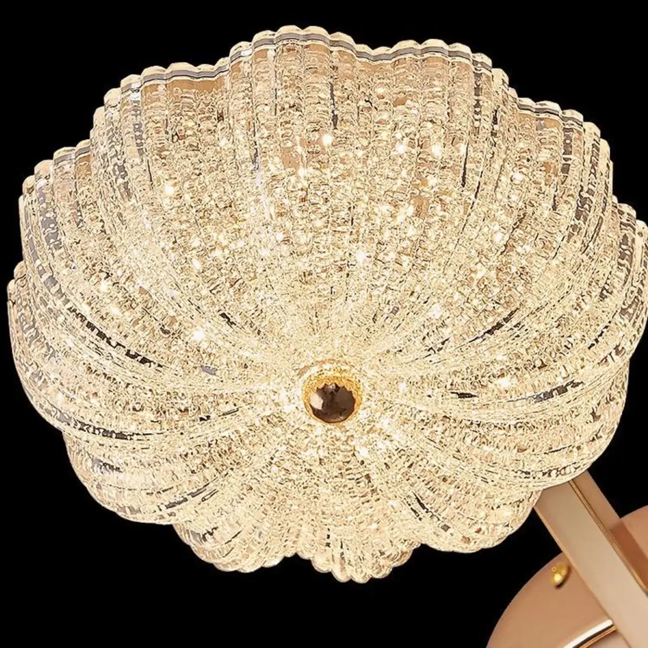 Golden Dome Semi Flush Ceiling Light with Acrylic Shade