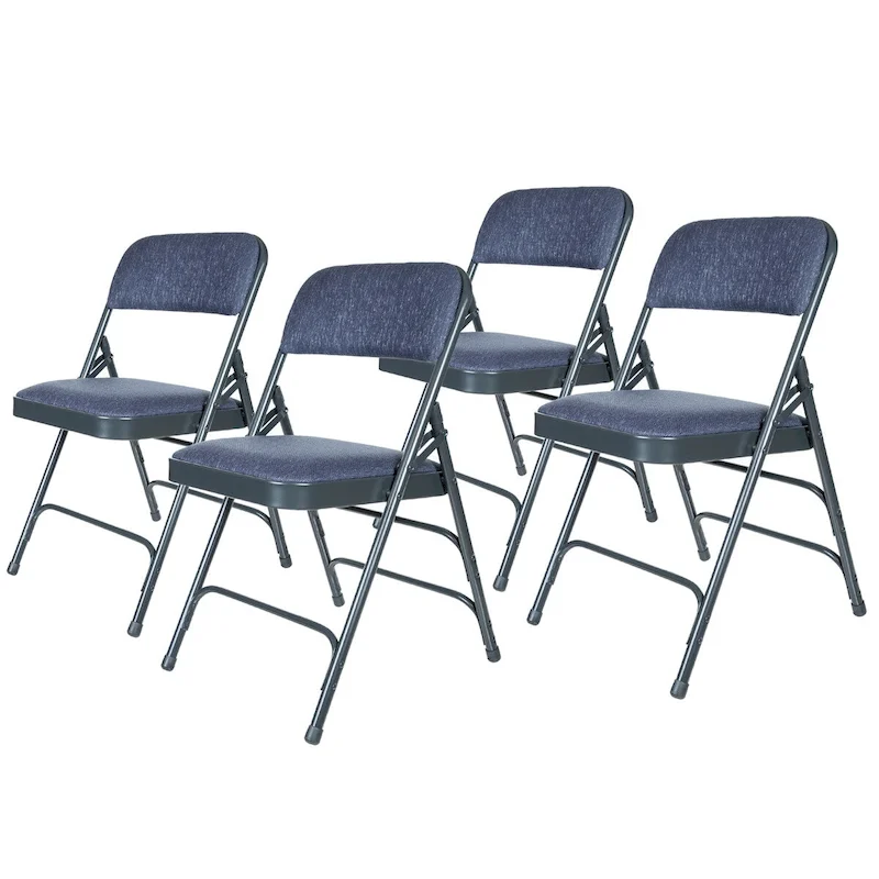 Hampden Furnishings Bernadine Collection Fabric Triple Brace Folding Chair, Pack of 4