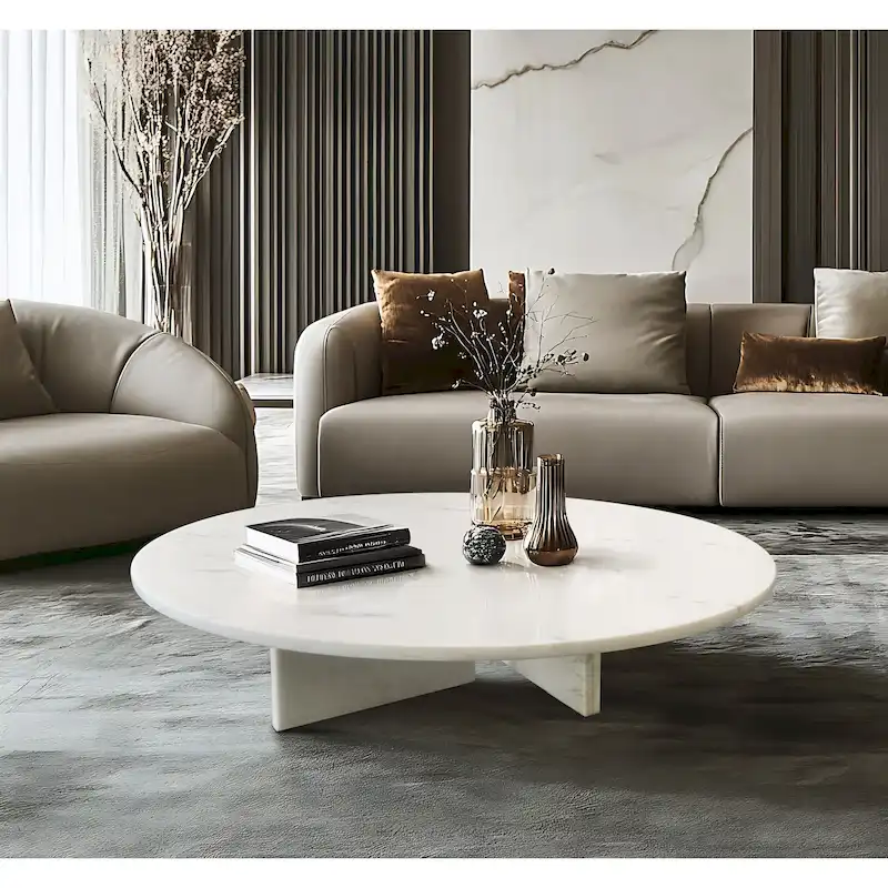 White & Natural / Beige & Yellow / Blue & Grey Natural Marble Stone Coffee Table