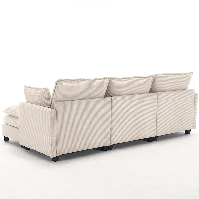 102  Velvet U-Shaped Sectional Sofa with Ottoman & Lumbar Pillows